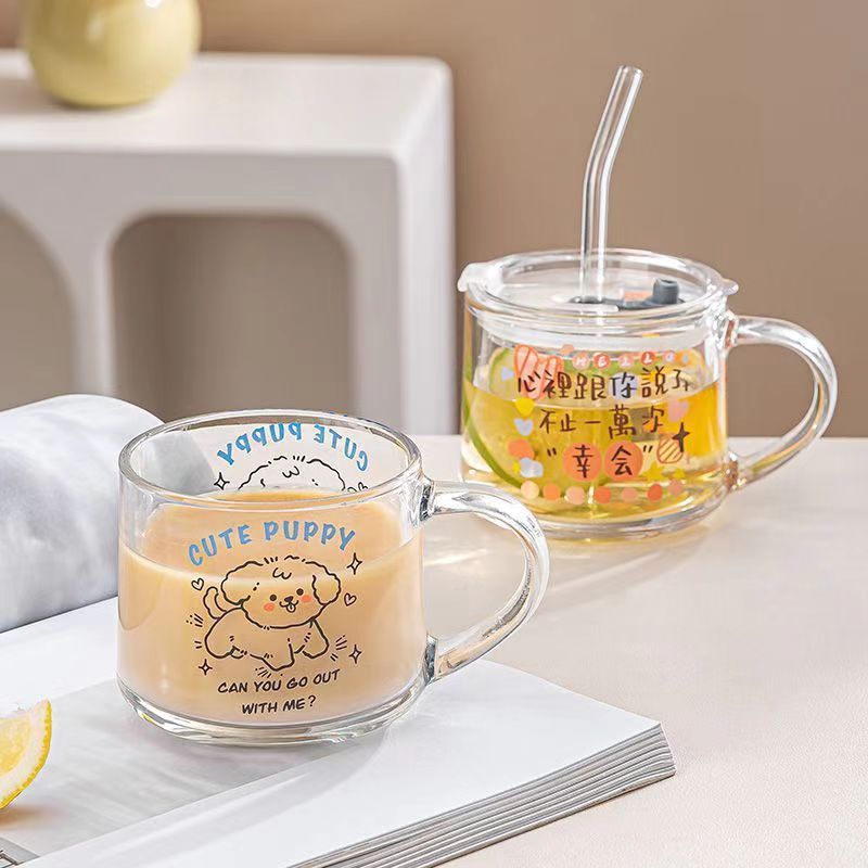 Ins Glass Straw schattig melk ontbijtbeker