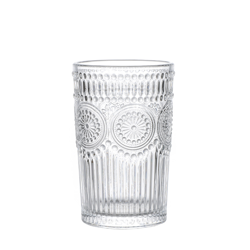 Vintage zon reliëf glas drinkglas